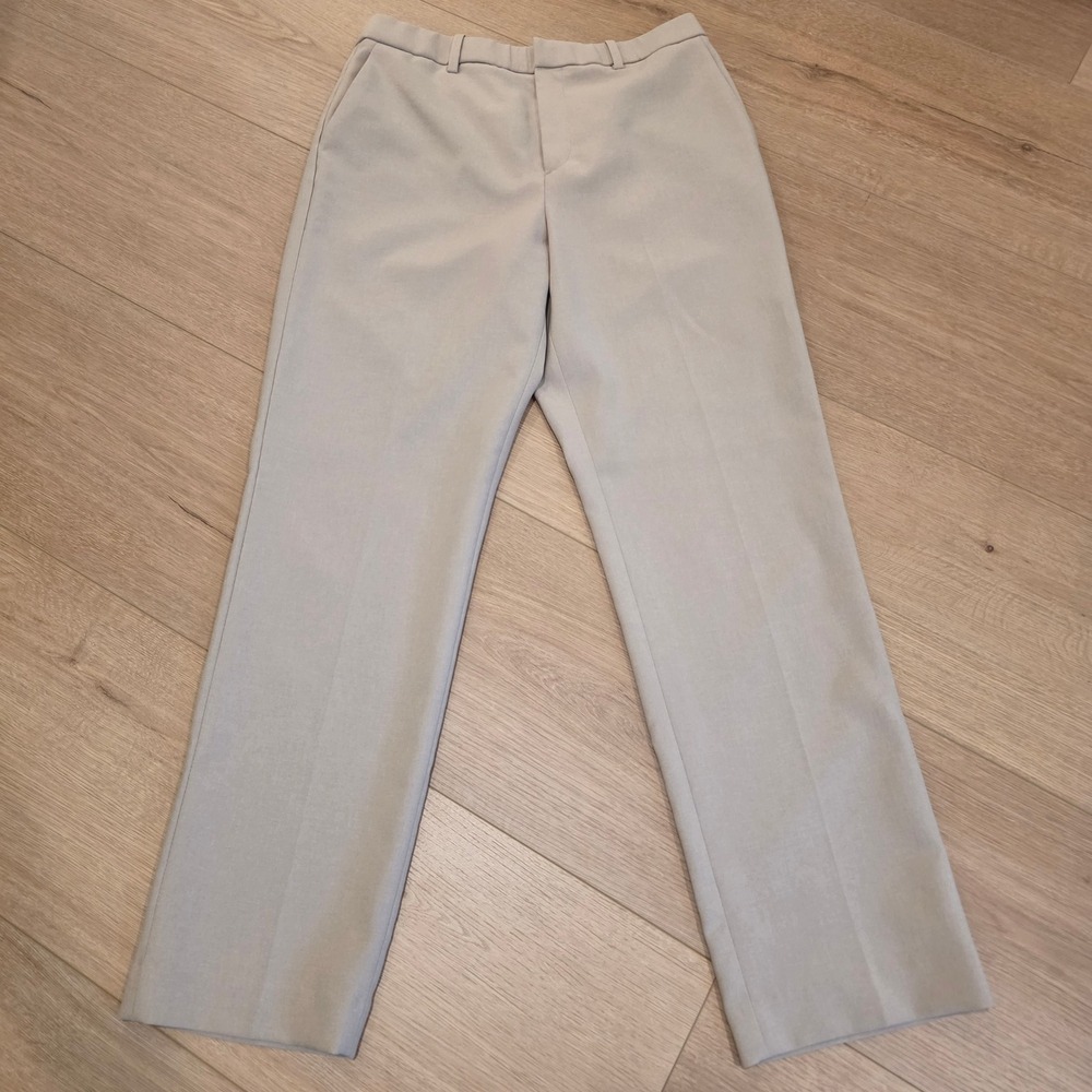 Uniqlo Womens Smart Ankle Pants Beige Tan Straight Leg Trousers Asian Size L